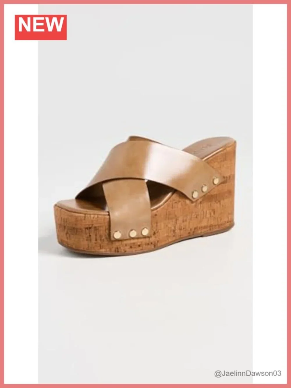 Leather Platform Wedge Sandals Studded Ankle Strap Slip On Square Toe